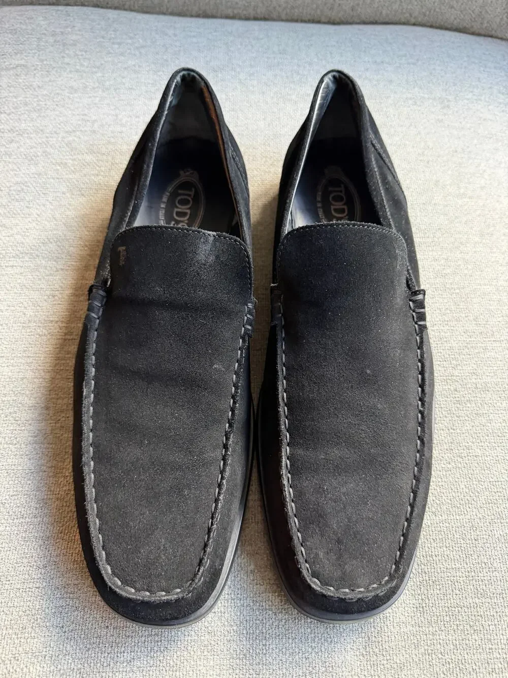 Tod’s Pantofola Quinn Black Suede Loafers Men's 12.5 Preppy